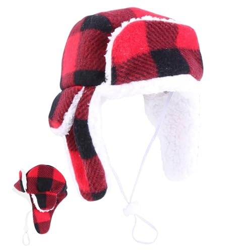 Walopola Rote Hundemütze, Wintermütze, Haustiermütze, Hundemütze, Weihnachtsmütze, Haustier-Kopfbedeckung, rotes Karomuster, verstellbare Hundeohrenwärmer für Hunde und Katzen Walopola Rote Hundemütze, Wintermütze, Haustiermütze, Hundemütze, Weihnachtsmütze, Haustier-Kopfbedeckung, rotes Karomuster, verstellbare Hundeohrenwärmer für Hunde und Katzen von Walopola