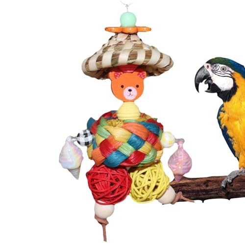 Walopola Vogelspielzeug für Papageien, Futtersuche mit Strohhut, bunte interaktive Nistkugel für Kinder, Familie, Freunde, Zuhause von Walopola