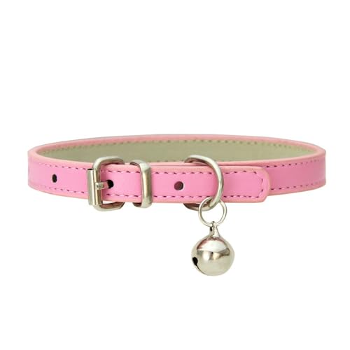 Haustierhalsband Katzenhalsband mit Glocke PU Leder Haustierhalsbänder Verstellbares Haustier Halsband Haustierzubehör für Haustiere Katzen Kitten Kleine Mittelgroße Hunde,Hellrosa,1.0x35cm Haustierhalsband Katzenhalsband mit Glocke PU Leder Haustierhalsbänder Verstellbares Haustier Halsband Haustierzubehör für Haustiere Katzen Kitten Kleine Mittelgroße Hunde,Hellrosa,1.0x35cm von Wambere
