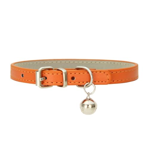 Haustierhalsband Katzenhalsband mit Glocke PU Leder Haustierhalsbänder Verstellbares Haustier Halsband Haustierzubehör für Haustiere Katzen Kitten Kleine Mittelgroße Hunde,Orange,1.0x25cm Haustierhalsband Katzenhalsband mit Glocke PU Leder Haustierhalsbänder Verstellbares Haustier Halsband Haustierzubehör für Haustiere Katzen Kitten Kleine Mittelgroße Hunde,Orange,1.0x25cm von Wambere