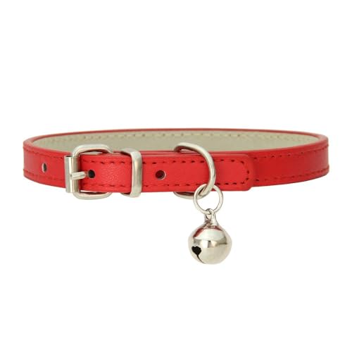 Haustierhalsband Katzenhalsband mit Glocke PU Leder Haustierhalsbänder Verstellbares Haustier Halsband Haustierzubehör für Haustiere Katzen Kitten Kleine Mittelgroße Hunde,Rot,1.0x35cm Haustierhalsband Katzenhalsband mit Glocke PU Leder Haustierhalsbänder Verstellbares Haustier Halsband Haustierzubehör für Haustiere Katzen Kitten Kleine Mittelgroße Hunde,Rot,1.0x35cm von Wambere