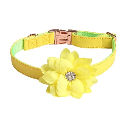 Hundehalsband Verstellbare, für Welpen und Katze,Hals ca.35cm,45cm,55cm.Atmungsaktives, strapazierfähiges Hundehalsband aus PU Leder.Sommerblume Hunde Halsband mit Strasssteinen,Gelb 1.5x35cm Hundehalsband Verstellbare, für Welpen und Katze,Hals ca.35cm,45cm,55cm.Atmungsaktives, strapazierfähiges Hundehalsband aus PU Leder.Sommerblume Hunde Halsband mit Strasssteinen,Gelb 1.5x35cm von Wambere