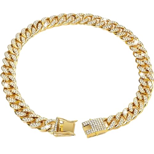 Hundekette Diamant Kubanische Halsbänder Hundekette Haustierhalsband mit Diamanten,Verstellbarer Hundehalsband aus Legierung mit Schloss,für kleine mittelgroße große Hunde Katzen,Gold,50cm Hundekette Diamant Kubanische Halsbänder Hundekette Haustierhalsband mit Diamanten,Verstellbarer Hundehalsband aus Legierung mit Schloss,für kleine mittelgroße große Hunde Katzen,Gold,50cm von Wambere