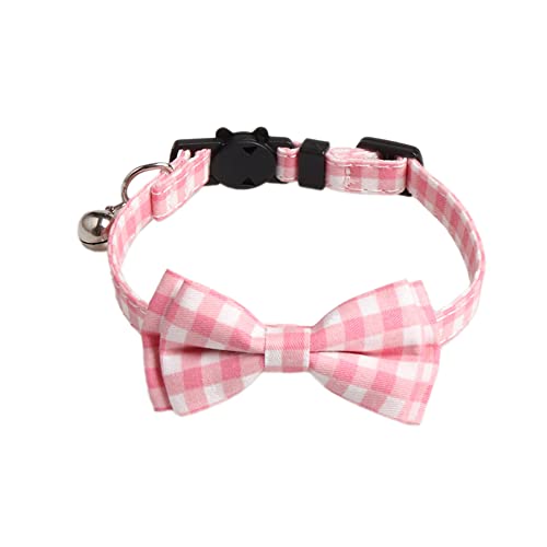 Katzenhalsband mit Sicherheitsverschluss und Glöckchen, Süß Katzenhalsbänder mit Schleifchen,Verstellbar Halsbandes für Katze und Kitten,Halsband für Haustiere,Haustierzubehör,Rosa Plaid Katzenhalsband mit Sicherheitsverschluss und Glöckchen, Süß Katzenhalsbänder mit Schleifchen,Verstellbar Halsbandes für Katze und Kitten,Halsband für Haustiere,Haustierzubehör,Rosa Plaid von Wambere