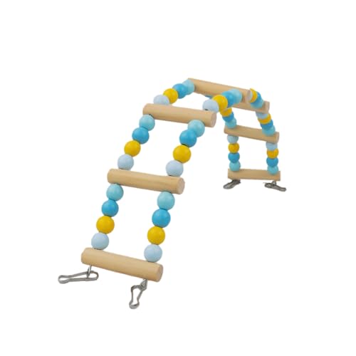 Spielzeug Leiter Holz 37X10CM Vogelkäfig Spielständer Spielzeug Parrot Playstand Vogelspielplatz für Vogelkäfige Kauspielzeug Füttertassen Übung Spielen für Wellensittich Agaporniden,Blau von Wambere