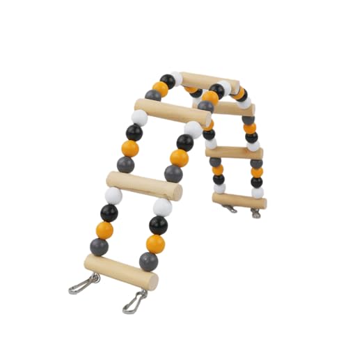 Spielzeug Leiter Holz 37X7CM Vogelkäfig Spielständer Spielzeug Parrot Playstand Vogelspielplatz für Vogelkäfige Kauspielzeug Füttertassen Übung Spielen für Wellensittich Agaporniden,Schwarz A von Wambere