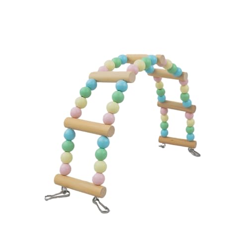 Spielzeug Leiter Holz 70X10CM Vogelkäfig Spielständer Spielzeug Parrot Playstand Vogelspielplatz für Vogelkäfige Kauspielzeug Füttertassen Übung Spielen für Wellensittich Agaporniden,Gemischte Farbe von Wambere