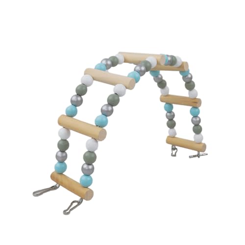 Spielzeug Leiter Holz 70X7CM Vogelkäfig Spielständer Spielzeug Parrot Playstand Vogelspielplatz für Vogelkäfige Kauspielzeug Füttertassen Übung Spielen für Wellensittich Agaporniden,Silber von Wambere