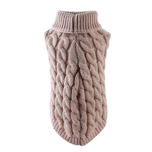 WanBeauty Cap Costume Dog Clothes, Pet Small Hundekatze Chihuahua Autumn Winter Sweater Knitwear Clothes Bluse Outfit Soft Adorable Warm Outfits Coat Clothes Beige M von WanBeauty