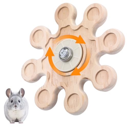 Rotierendes Chinchilla-Kauspielzeug aus Naturholz, interaktives Anreicherungsspielzeug für Zahnknirschen, hängende Übung, Chinchilla-Käfig-Zubehör, Rad für Hamster, Meerschweinchen (16 cm) von WanZEXine
