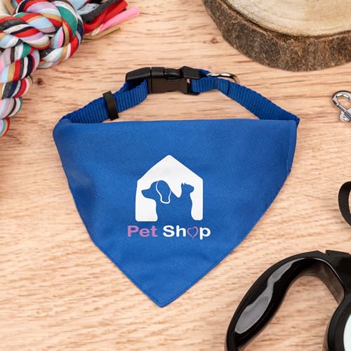 Wanapix | Personalisierbares Hunde-Halstuch| Mit Namen oder Foto Personalisieren | Verstellbares Bandana für Hunde und Katzen | Blau| 100% personalisiert von Wanapix