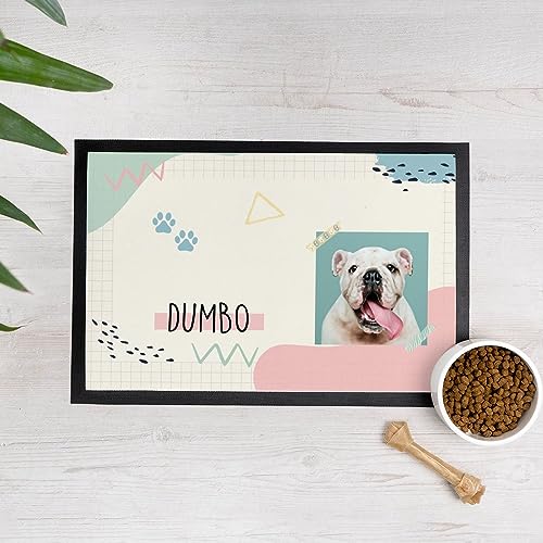 Wanapix | Personalisierte Napfunterlage für Hunde und Katzen | Mit Namen und Foto | Futtermatte für Haustiere | rutschfeste Gummibasis | Waschmaschinengeeignet | 60 x 40 cm | Scrapbooking von Wanapix