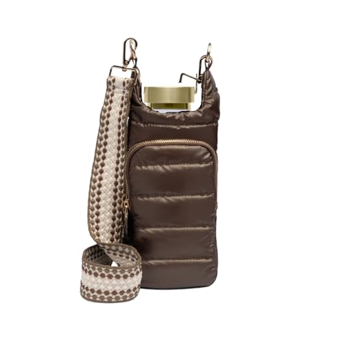 WanderFull® Original HydroBag® passend für Wasserflaschenhalter mit Gurt bis zu 900 ml – freihändige Crossbody-Trinkflaschen-Tragetasche mit Handyfach – Braun von WanderFull