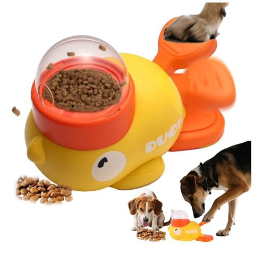 Interaktiver Gelber Ente Leckerli Spender Slow Feeder Spielzeug für Hunde und Katzen Kaufest Puzzle Spaß Pet Feeder Hund Leckerli Spender Spielzeug Gesundes Essen von WanderGo