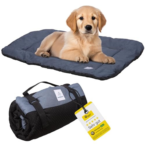 Wanderpfote Hundedecke für Unterwegs, 110 x 80cm – Waschbar, Orthopädisch, Wasserdicht – Hochwertiges Design – Hundedecke Outdoor, Hundematte Auto (Blau, Größe XL) von Wanderpfote