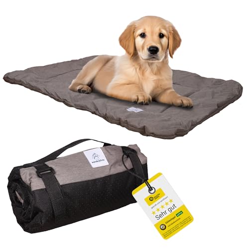 Wanderpfote Hundedecke für Unterwegs, 110 x 80cm – Waschbar, Orthopädisch, Wasserdicht – Hochwertiges Design – Hundedecke Outdoor, Hundematte Auto (Braun, Größe XL) von Wanderpfote