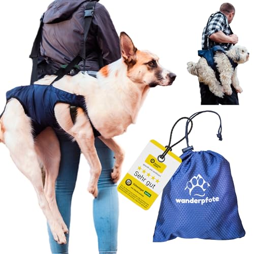 Wanderpfote Tragehilfe Hund – Tragetasche Hund optimal als Tragetuch für den Alltag oder Notfall-Rucksack für Wanderungen – klein, leicht und robust von Wanderpfote