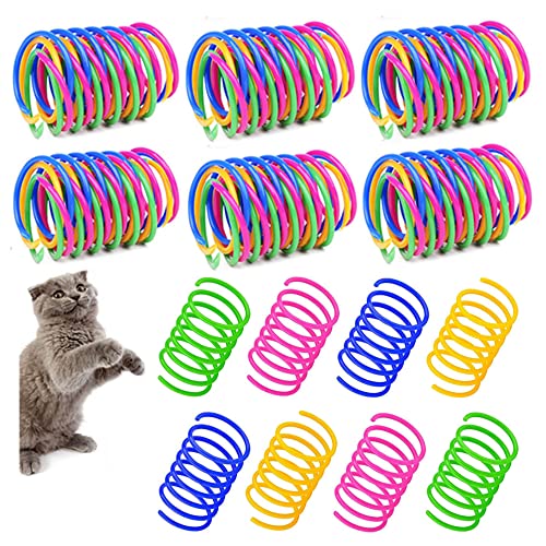 Wanfoou 100 Stück Katze Spielzeug,Interaktives Spielzeug für Katzen,Spielzeug Spiralfedern Neuheit Haustiere Spielzeug Bunte Spiralfedern Spring Spirale für Katze-4 Farben von Wanfoou