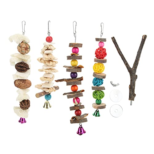 Papageien kauen Spielzeug mehrfarbige Naturvogelkäfig Hangingtoy für Conures Shotets Cockatiels Lovebirds African Gray von Wangcmcol