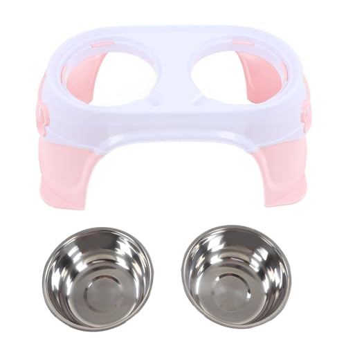 Wangcmcol Angehobene Haustierschalen Nackenschutz Schlupffestem Boden stabile abnehmbare erhöhte Katzenschalen für Zuhause (Pinky White) von Wangcmcol
