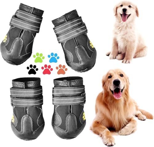 Wangguanruixi Hundeschuhe rutschfeste und wasserdichte Outdoor-Hundestiefel, geeignet für mittelgroße und große Hunde, 4-teiliges Set, mit stabiler Sohle, schwarz Wangguanruixi Hundeschuhe rutschfeste und wasserdichte Outdoor-Hundestiefel, geeignet für mittelgroße und große Hunde, 4-teiliges Set, mit stabiler Sohle, schwarz von Wangguanruixi