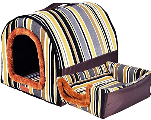 2-in-1 Hundehütte Iglu, Winter, Sommer, gemütliches Schlafnest, faltbares Sofa-Stil, traditionelles Wohnzimmer, Couch, beruhigendes Hundebett mit abnehmbarem Kissen, S: 35 x 32 x 28 cm von Wangle