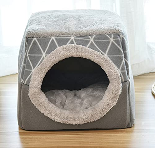2-in-1 faltbares Katzenbett, weiches Haustierhaus, rutschfest, für kleine Hunde, Haustierhöhle, Katzenzelt, Iglu, Welpen, Haustierbett, Schlafbett mit waschbarem Kissen, 35 x 33 x 30 cm, Stil A 2-in-1 faltbares Katzenbett, weiches Haustierhaus, rutschfest, für kleine Hunde, Haustierhöhle, Katzenzelt, Iglu, Welpen, Haustierbett, Schlafbett mit waschbarem Kissen, 35 x 33 x 30 cm, Stil A von Wangle