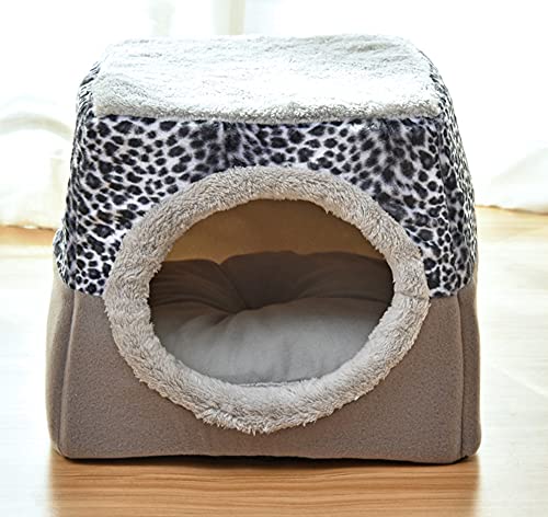 2-in-1 faltbares Katzenbett, weiches Haustierhaus, rutschfest, für kleine Hunde, Haustierhöhle, Katzenzelt, Iglu, Welpen, Haustierbett, Schlafbett mit waschbarem Kissen, 35 x 33 x 30 cm, Stil E von Wangle