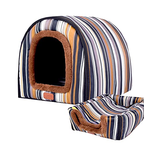 2-in-1 tragbares Iglu-Hundehaus, abnehmbares, waschbares Hundebett mit Dach, groß, warm, faltbar, rutschfest, gemütlich, Hundebett, Schlafnest, Stil B, XL von Wangle