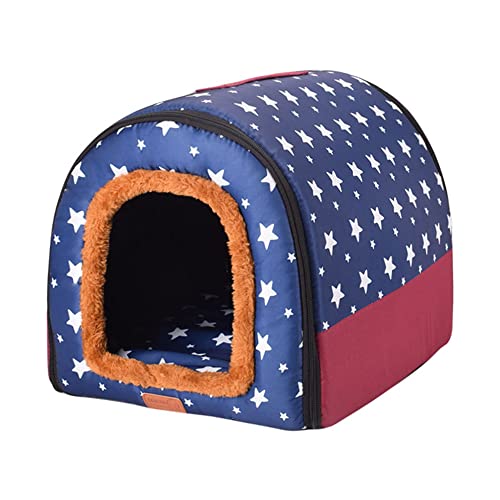2-in-1 tragbares Iglu-Hundehaus, abnehmbares, waschbares Hundebett mit Dach, groß, warm, faltbar, rutschfest, gemütlich, Hundebett, Schlafnest, Stil D, XL von Wangle