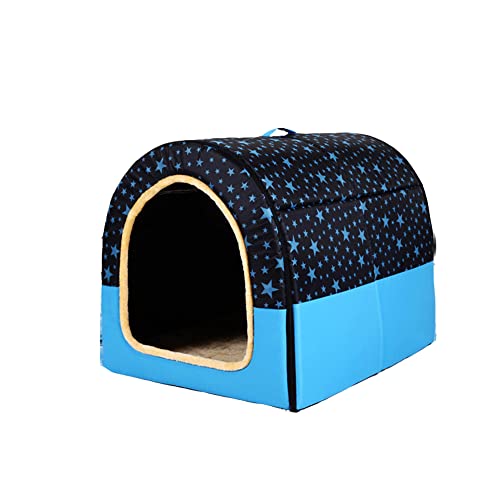 Haustier-Hundebett, 2-in-1, tragbares Hunde-/Katzenhaus/Sofa mit Dach, weich, warm, bequem, beruhigend, faltbar, waschbar, herausnehmbar, Jumbo-Bett für Hunde, L, Stil A von Wangle