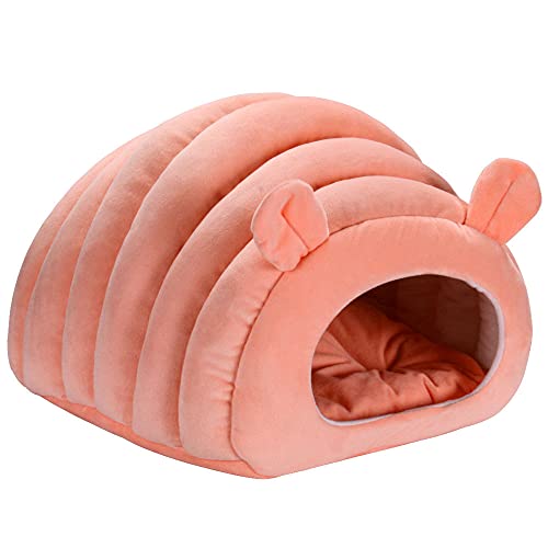 Haustierzelt Höhlenbett für Katzen / kleine Hunde – 38 x 41 x 32 cm großes Katzenschlafbett – weicher 2-in-1-Katzen-Schlafsack mit herausnehmbarem waschbarem Kissen, rosa von Wangle