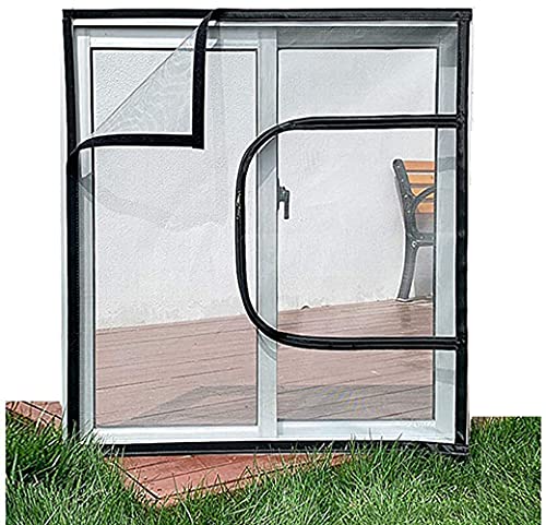 Katzenfensterschutznetz mit Reißverschluss, für den Innenbereich, reißfest, Sicherheitsnetz, selbstklebend, transparent, waschbar von Wangle