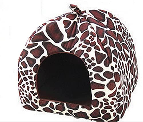 Rutschfestes Katzenhöhle mit niedlichem Erdbeer-Katzenhaus, weich, faltbar, Haustier-Nest mit waschbarem Kissen, weich, warm, Haustier-Nest für kleine Hunde, Kaninchen und Katzen, XL, braun von Wangle