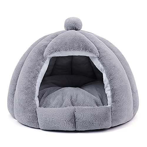 Wangle Großes Iglu-Haustierbett, 50 x 40 cm, weiches, warmes Schlafhaus für Katzen/kleine Hunde, Grau von Wangle