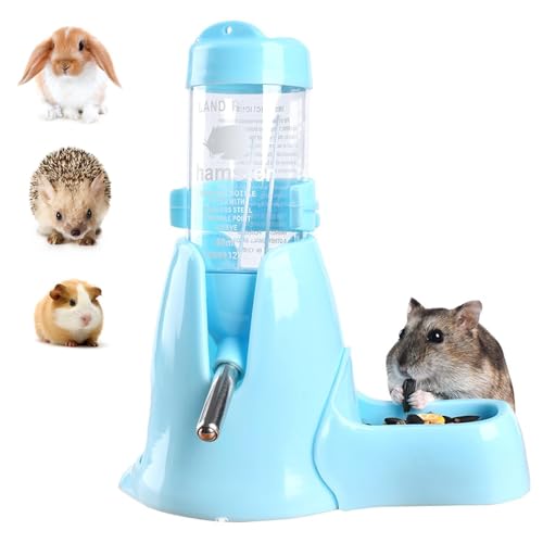 Wanheart 3 in 1 Haustier Automatischer Wasserspender PP Wasserflasche Kein Tropfen Kleine Haustier Wasserflasche (Blau, 80ml) von Wanheart