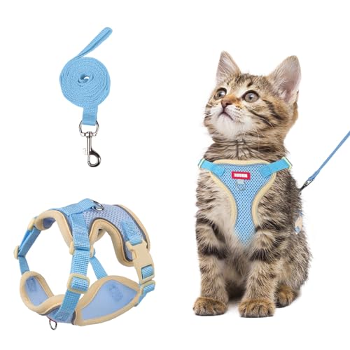 wanheart Katzengeschirr und Leine, ausbruchsicher, verstellbare Katzenleine und -geschirr, geeignet für alle Katzenrassen, Blau, Größe M wanheart Katzengeschirr und Leine, ausbruchsicher, verstellbare Katzenleine und -geschirr, geeignet für alle Katzenrassen, Blau, Größe M von Wanheart