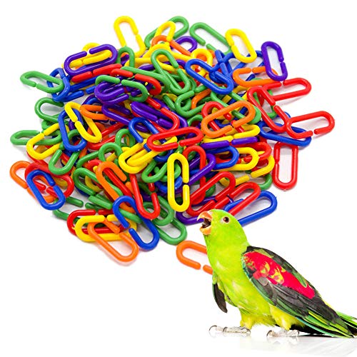Wankd 100 Stück Kunststoff C-Clip Haken Vogel Spielzeug Bunte Vogelkette C-Links für Vögel Käfig Papagei Papagei Kauspielzeug (Zufällige Farbe) von Wankd