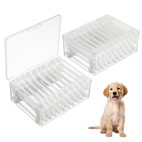 Wanmu 110 Stück lange Wattestäbchen mit Aufbewahrungsbox, 7,6 cm große Hundeohren-Reinigungs-Tupfer, doppelseitig, weiche Baumwollspitzen, speziell für Hunde, Kürbisförmiges Design für sichere Wanmu 110 Stück lange Wattestäbchen mit Aufbewahrungsbox, 7,6 cm große Hundeohren-Reinigungs-Tupfer, doppelseitig, weiche Baumwollspitzen, speziell für Hunde, Kürbisförmiges Design für sichere von Wanmu