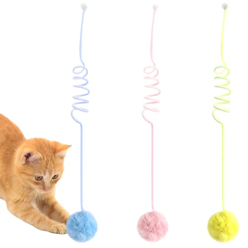 Wanmu Flauschiger Katzenball zum Aufhängen, mit Glocke, 3 Stück, interaktives Katzenspielzeug, einziehbar, Katzenspielzeug, für den Innenbereich, Kätzchen, Jagen und Spielen, Katzenminze-Bälle für Wanmu Flauschiger Katzenball zum Aufhängen, mit Glocke, 3 Stück, interaktives Katzenspielzeug, einziehbar, Katzenspielzeug, für den Innenbereich, Kätzchen, Jagen und Spielen, Katzenminze-Bälle für von Wanmu