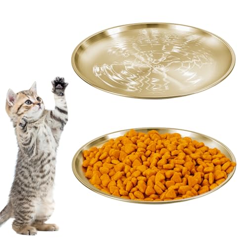 Wanmu Katzennäpfe aus Edelstahl, breites Schnurrhaar-freundliches Katzenschüssel-Set, breiter Metall-Futternapf, flacher Futternapf, Linderung von Schnurrhaar, Müdigkeit, Katzenschüssel von Wanmu