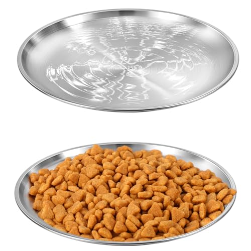 Wanmu Katzennäpfe aus Edelstahl, breites Schnurrhaar-freundliches Katzenschüssel-Set, breiter Metall-Futternapf, flacher Futternapf, Linderung von Schnurrhaar, Müdigkeit für Katzen, Outdoor-Kätzchen, von Wanmu