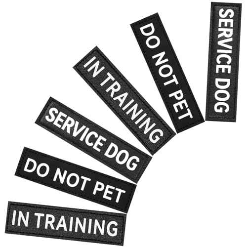 Wanmu Service-Hund Aufnäher, 6 Stück Bitte Nicht Streicheln Aufnäher Weste, Trainings-Hund Aufnäher mit Haken- und Schlaufenband, Abnehmbare Aufnäher für Hundegeschirr (2,8 × 1,8 cm) von Wanmu