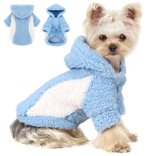 Hundepullover, warme Winterkleidung, Hunde-Kapuzenpullover, Fleecepullover, Haustierkostüm, Blau, Größe S Hundepullover, warme Winterkleidung, Hunde-Kapuzenpullover, Fleecepullover, Haustierkostüm, Blau, Größe S von Wansommy
