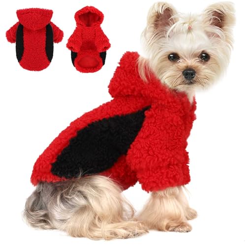 Hundepullover, warme Winterkleidung, Hunde-Kapuzenpullover, Fleecepullover, Haustierkostüm, Rot, Größe M Hundepullover, warme Winterkleidung, Hunde-Kapuzenpullover, Fleecepullover, Haustierkostüm, Rot, Größe M von Wansommy