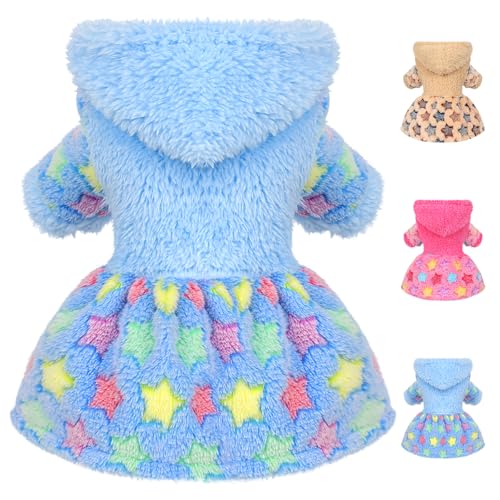 Hundepullover Kleid, warme Winterkleider (blauer Stern, Größe S) von Wansommy