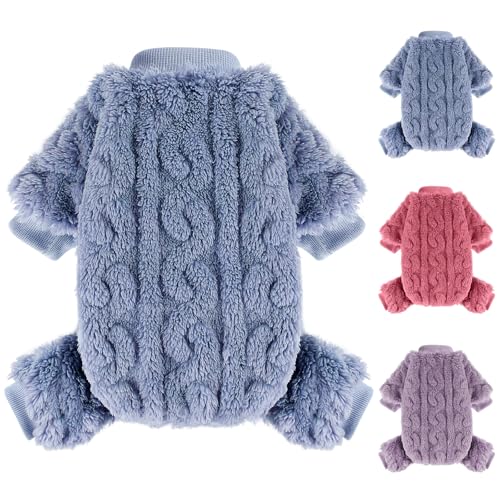 Schlafanzug für kleine Hunde, Fleecepullover, warme Winterkleidung für kleine Hunde, Mädchen, Jungen, dehnbarer Jumpsuit für kleine Hunde, Pullover, 4 Beine, Blau, XS Schlafanzug für kleine Hunde, Fleecepullover, warme Winterkleidung für kleine Hunde, Mädchen, Jungen, dehnbarer Jumpsuit für kleine Hunde, Pullover, 4 Beine, Blau, XS von Wansommy