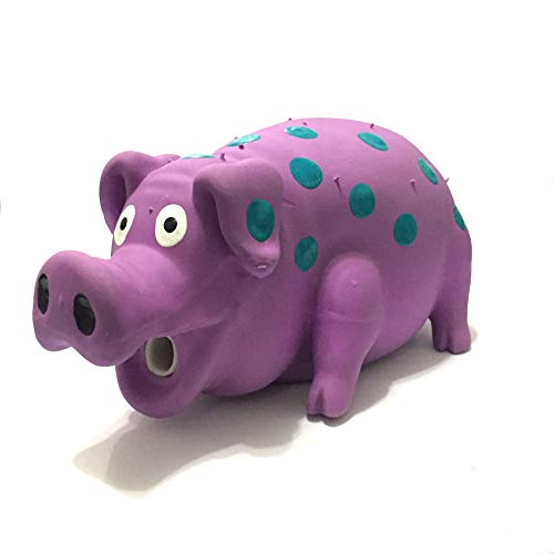 WantChew Kauspielzeug für Hunde, mit Quietschelement, Schweinchen, 21,3 cm, mit blauem Punkt, gefüllt mit Baumwolle. von WantChew