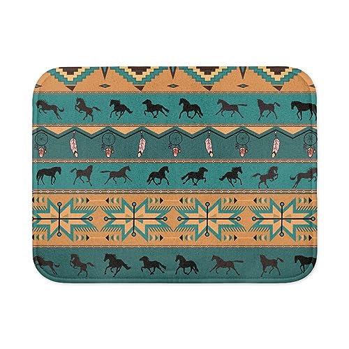 Wanyint Futtermatte für Hunde und Katzen, Boho-Stil, Pferde-Druck, 59,9 x 44,9 cm, für Futter und Wassernapf, wasserdicht, Abtropfmatte von Wanyint