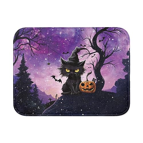 Wanyint Halloween Katze Druck Saugfähige Hund Katze Haustier Fütterungsmatte Wasserdichte Haustiermatte für Futter und Wassernapf 23,5 x 17,5 Zoll Hund Tischsets von Wanyint